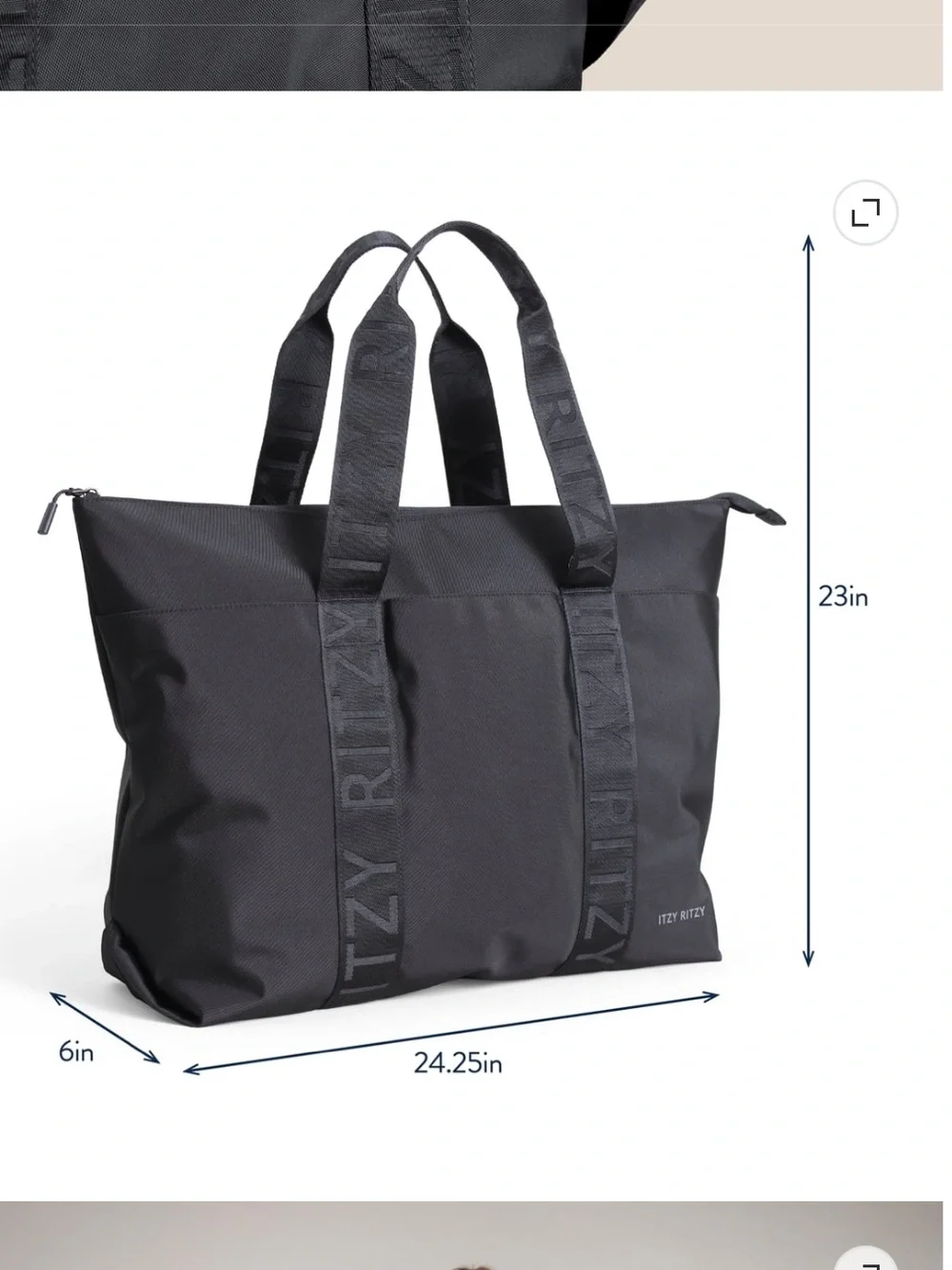 Itzy Ritzy Belong All-in-Tote Weekender Diaper Bag in Black NWT